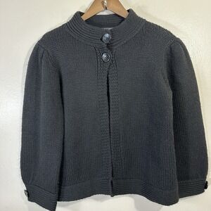 Marystyle Women's Large Wool Blend Sweater Jacket Heavy Cable Knit In Black